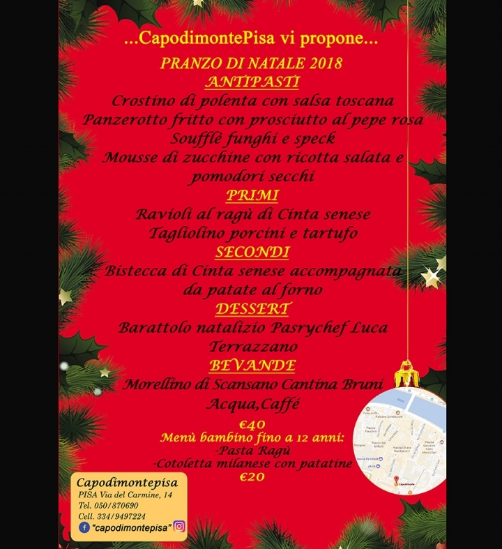 Pranzo di Natale Ristorante Ancora Capodimonte Pisa Capodannopisa.it