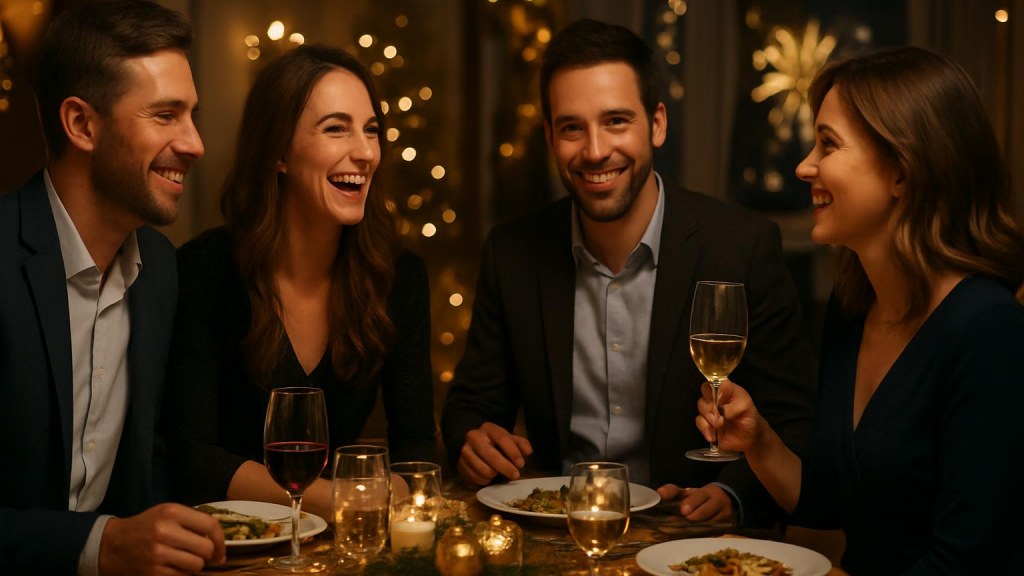 Gruppo di adulti in contesto sociale per Capodanno
